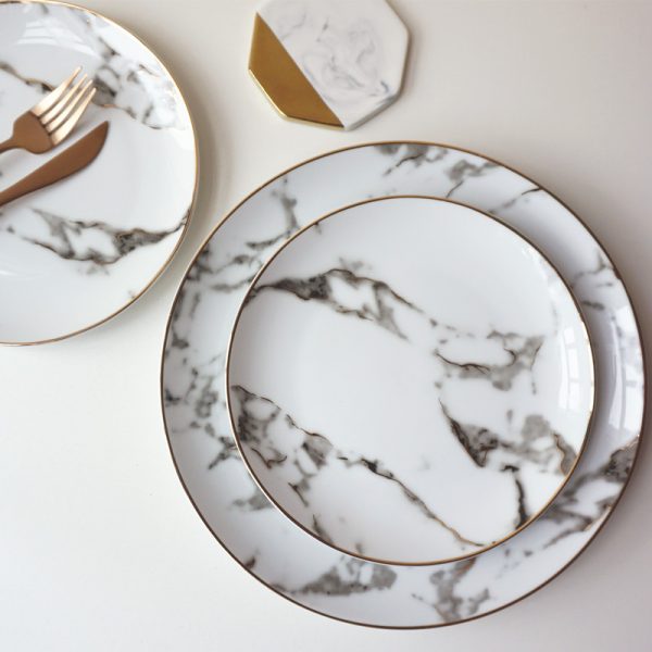 Luxurious Marble Pattern Porcelain Plate